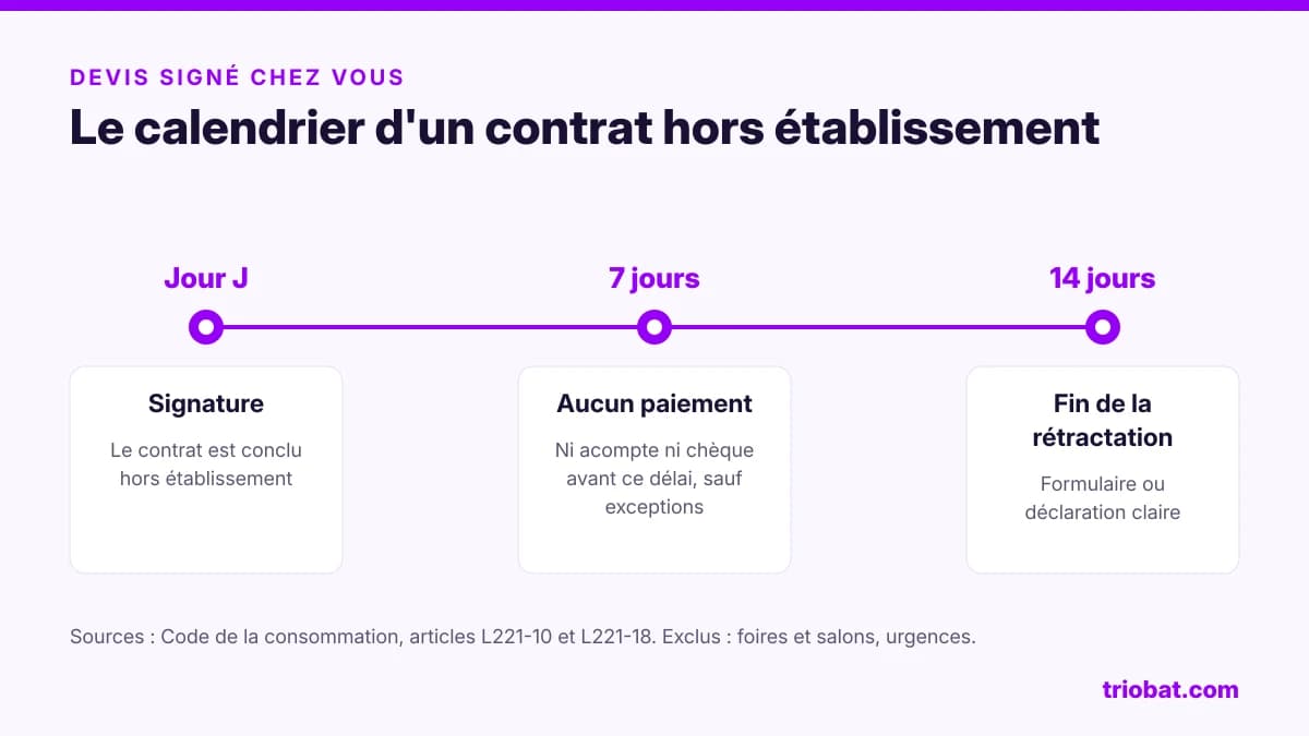 Le calendrier d'un contrat signé hors établissement